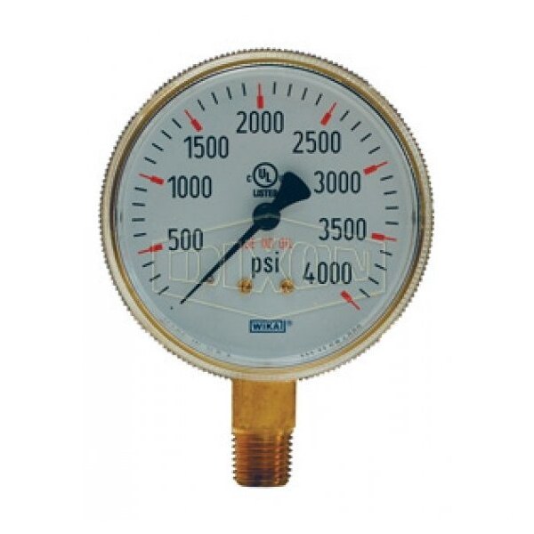 Welding Gauge, 0 to 600 psi, 1/4 in Connection, 2-1/2 in Dial, +/- 3-2-3 %